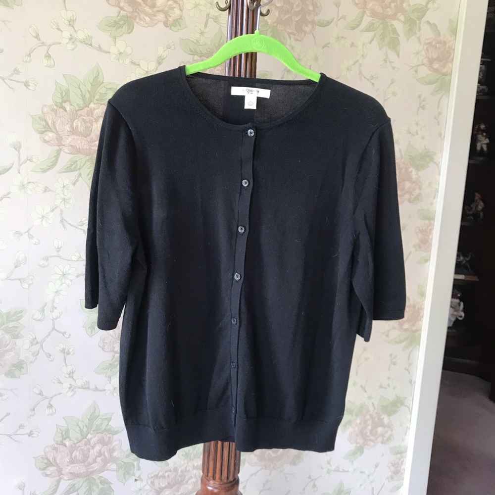 Short sleeved black Liz Claiborne cardigan